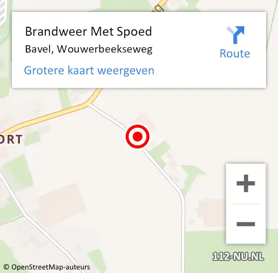 Locatie op kaart van de 112 melding: Brandweer Met Spoed Naar Bavel, Wouwerbeekseweg op 1 mei 2017 02:09