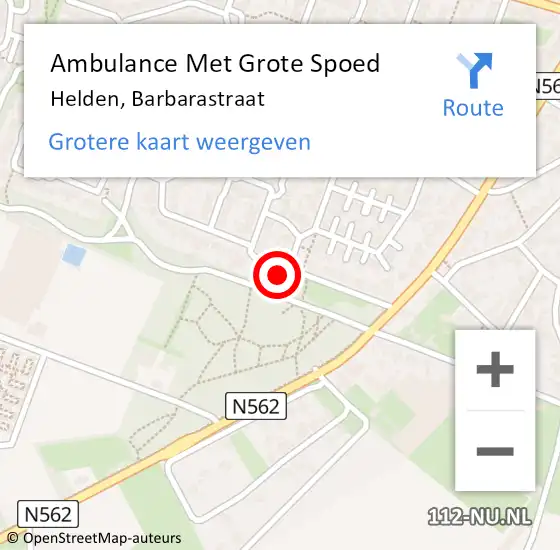 Locatie op kaart van de 112 melding: Ambulance Met Grote Spoed Naar Helden, Barbarastraat op 18 januari 2014 23:14