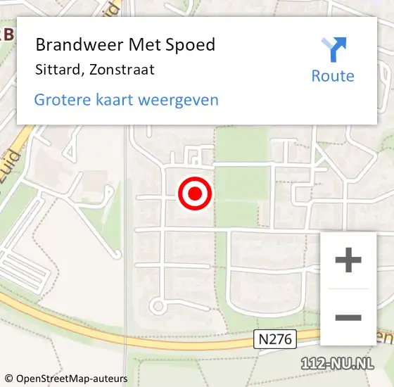 Locatie op kaart van de 112 melding: Brandweer Met Spoed Naar Sittard, Zonstraat op 1 mei 2017 04:07