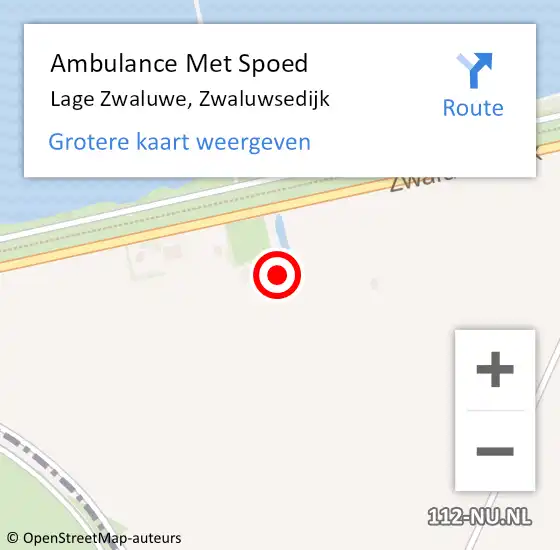 Locatie op kaart van de 112 melding: Ambulance Met Spoed Naar Lage Zwaluwe, Zwaluwsedijk op 1 mei 2017 05:12