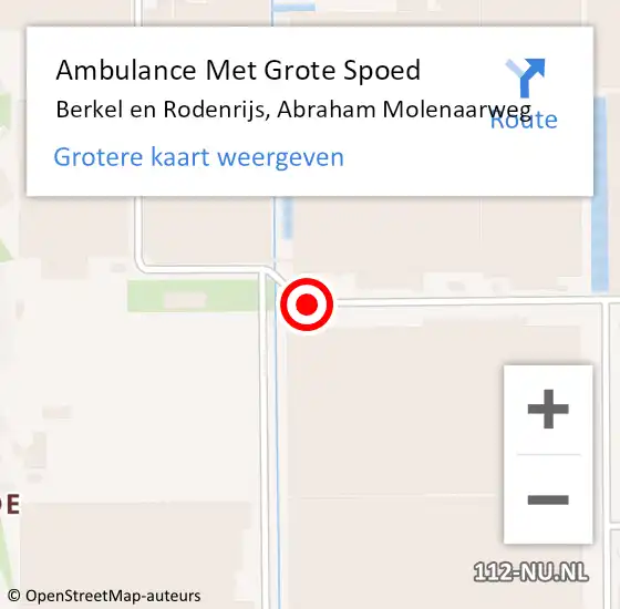 Locatie op kaart van de 112 melding: Ambulance Met Grote Spoed Naar Berkel en Rodenrijs, Abraham Molenaarweg op 1 mei 2017 08:19