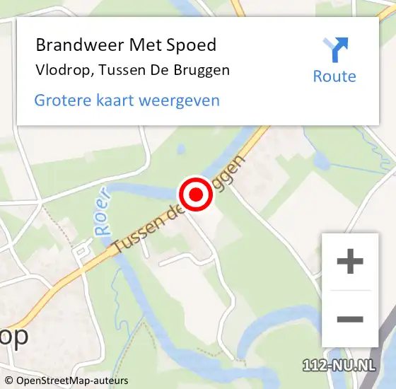 Locatie op kaart van de 112 melding: Brandweer Met Spoed Naar Vlodrop, Tussen De Bruggen op 1 mei 2017 09:04