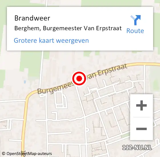 Locatie op kaart van de 112 melding: Brandweer Berghem, Burgemeester Van Erpstraat op 18 januari 2014 23:42