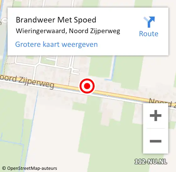 Locatie op kaart van de 112 melding: Brandweer Met Spoed Naar Wieringerwaard, Noord Zijperweg op 1 mei 2017 09:15