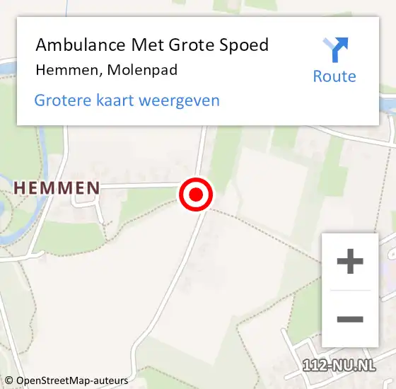 Locatie op kaart van de 112 melding: Ambulance Met Grote Spoed Naar Hemmen, Molenpad op 1 mei 2017 09:32