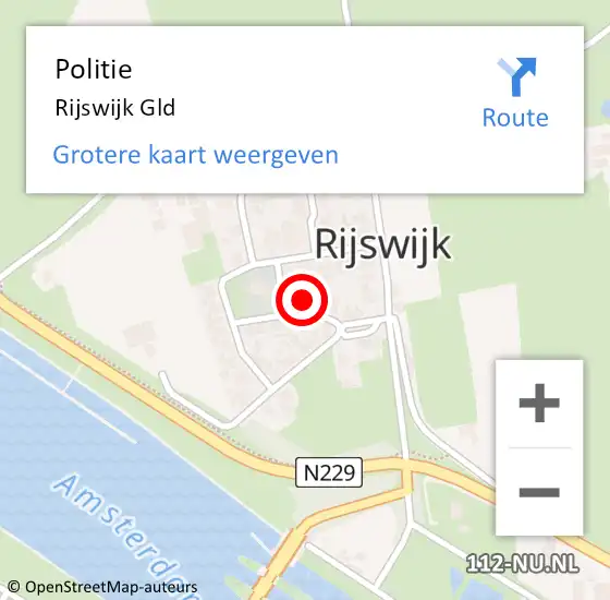 Locatie op kaart van de 112 melding: Politie Rijswijk Gld op 1 mei 2017 09:36