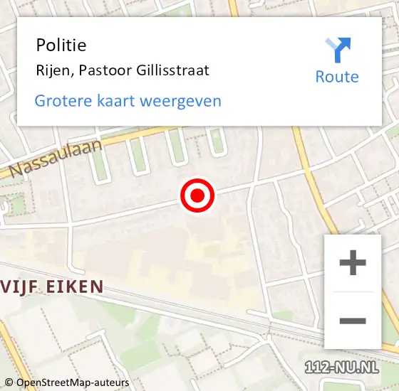 Locatie op kaart van de 112 melding: Politie Rijen, Pastoor Gillisstraat op 1 mei 2017 09:56