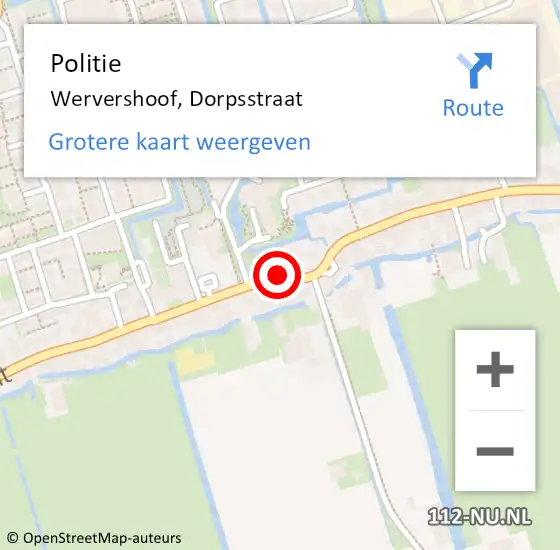 Locatie op kaart van de 112 melding: Politie Wervershoof, Dorpsstraat op 1 mei 2017 10:07