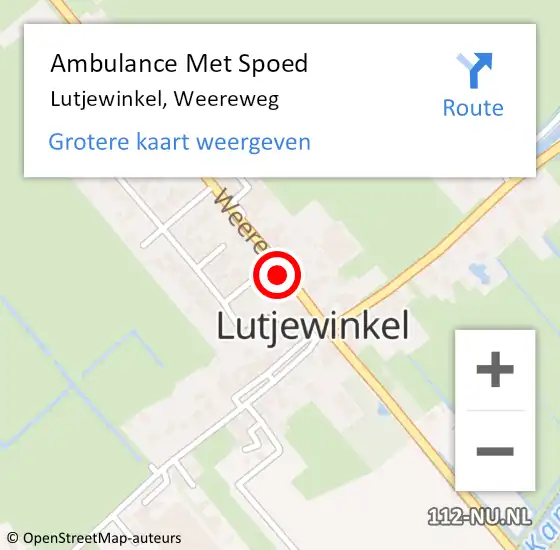 Locatie op kaart van de 112 melding: Ambulance Met Spoed Naar Lutjewinkel, Weereweg op 1 mei 2017 10:12