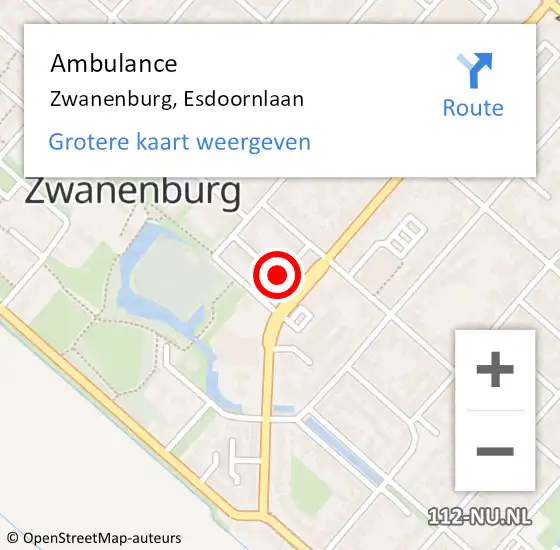 Locatie op kaart van de 112 melding: Ambulance Zwanenburg, Esdoornlaan op 1 mei 2017 10:23