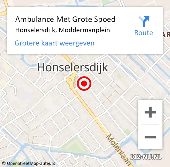 Locatie op kaart van de 112 melding: Ambulance Met Grote Spoed Naar Honselersdijk, Moddermanplein op 1 mei 2017 11:13