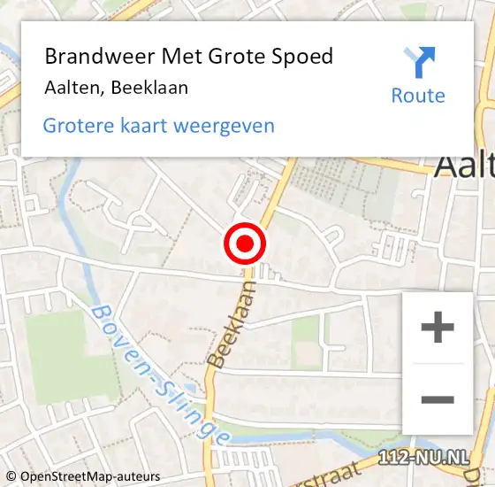 Locatie op kaart van de 112 melding: Brandweer Met Grote Spoed Naar Aalten, Beeklaan op 1 mei 2017 11:15