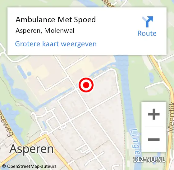 Locatie op kaart van de 112 melding: Ambulance Met Spoed Naar Asperen, Molenwal op 1 mei 2017 12:13