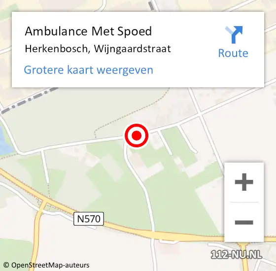 Locatie op kaart van de 112 melding: Ambulance Met Spoed Naar Herkenbosch, Wijngaardstraat op 1 mei 2017 13:01