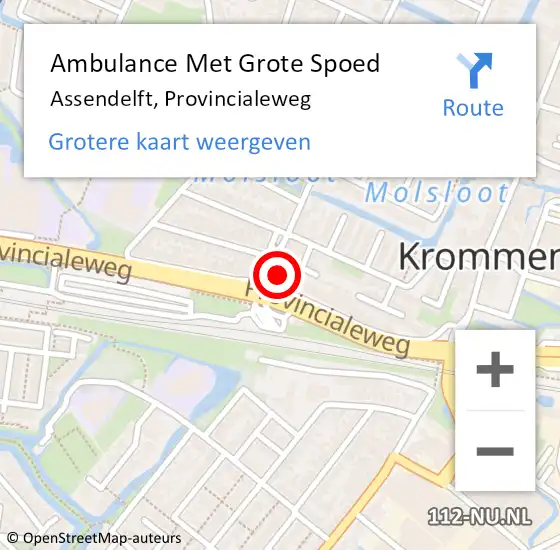 Locatie op kaart van de 112 melding: Ambulance Met Grote Spoed Naar Westzaan, Provincialeweg op 1 mei 2017 13:17