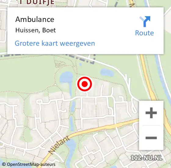 Locatie op kaart van de 112 melding: Ambulance Huissen, Boet op 1 mei 2017 14:15