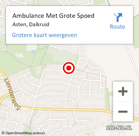 Locatie op kaart van de 112 melding: Ambulance Met Grote Spoed Naar Asten, Dalkruid op 1 mei 2017 14:55