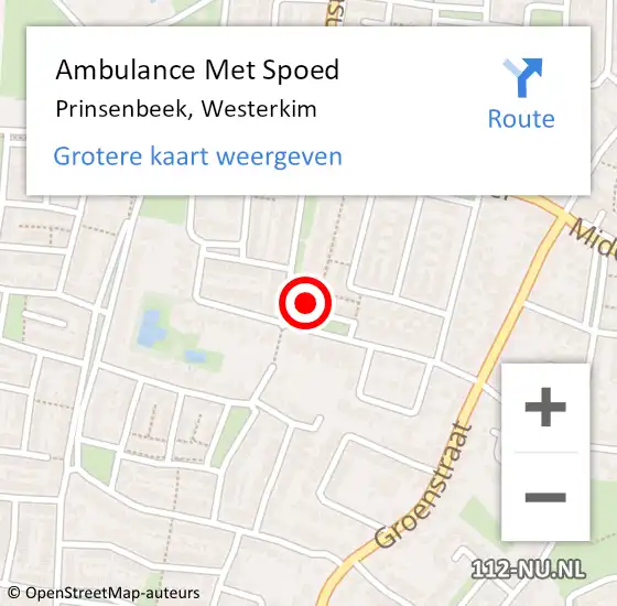 Locatie op kaart van de 112 melding: Ambulance Met Spoed Naar Prinsenbeek, Westerkim op 1 mei 2017 15:35