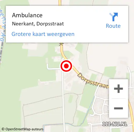 Locatie op kaart van de 112 melding: Ambulance Neerkant, Dorpsstraat op 1 mei 2017 15:53