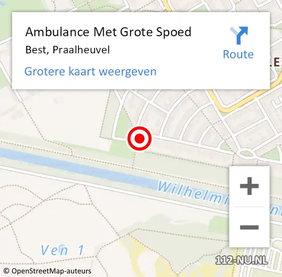 Locatie op kaart van de 112 melding: Ambulance Met Grote Spoed Naar Best, Praalheuvel op 1 mei 2017 16:51