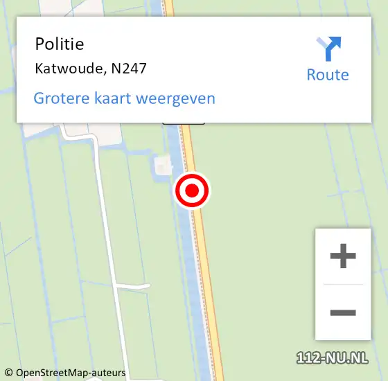 Locatie op kaart van de 112 melding: Politie Katwoude, N247 op 1 mei 2017 17:30