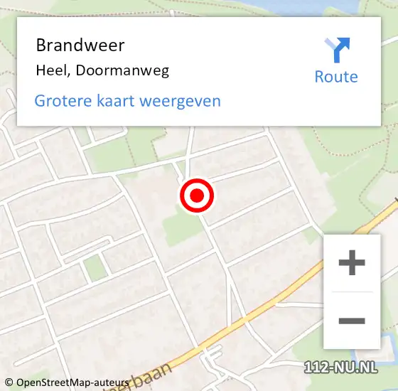 Locatie op kaart van de 112 melding: Brandweer Heel, Doormanweg op 19 januari 2014 01:32