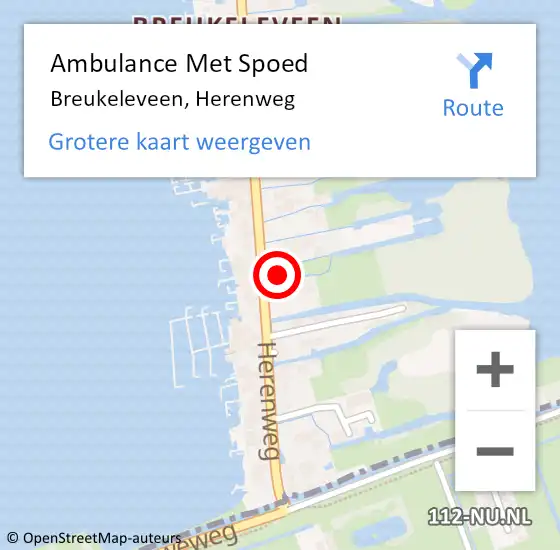 Locatie op kaart van de 112 melding: Ambulance Met Spoed Naar Breukeleveen, Herenweg op 19 januari 2014 01:33