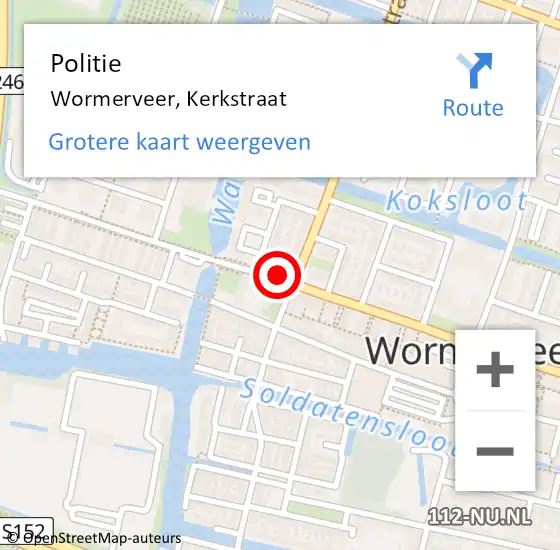 Locatie op kaart van de 112 melding: Politie Wormerveer, Kerkstraat op 1 mei 2017 18:03