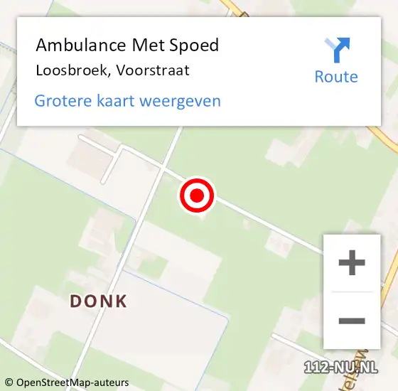 Locatie op kaart van de 112 melding: Ambulance Met Spoed Naar Loosbroek, Voorstraat op 1 mei 2017 18:06