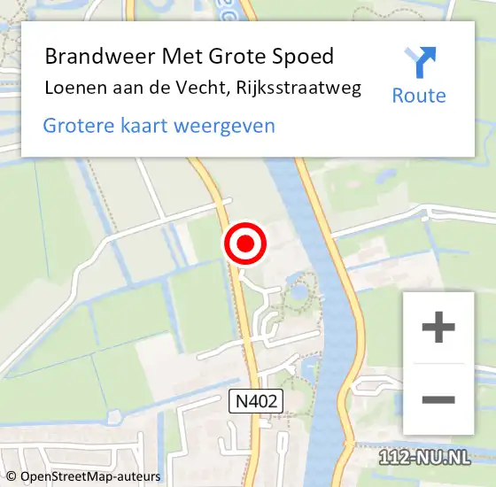 Locatie op kaart van de 112 melding: Brandweer Met Grote Spoed Naar Loenen aan de Vecht, Rijksstraatweg op 1 mei 2017 18:09