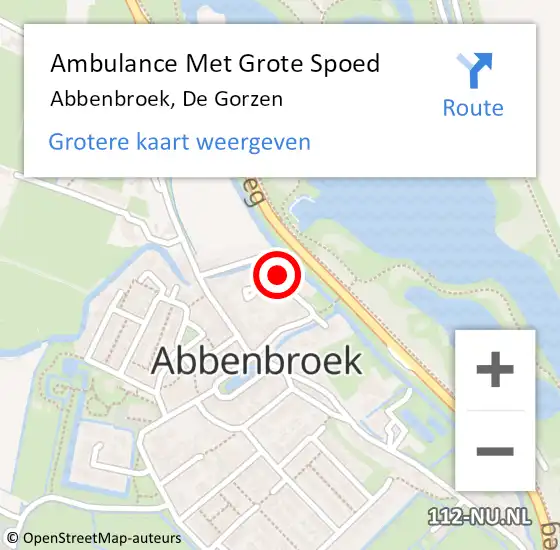 Locatie op kaart van de 112 melding: Ambulance Met Grote Spoed Naar Abbenbroek, De Gorzen op 1 mei 2017 18:19