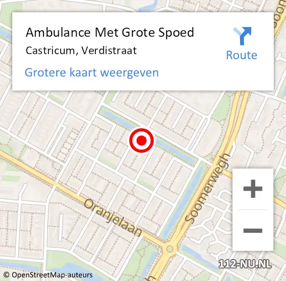 Locatie op kaart van de 112 melding: Ambulance Met Grote Spoed Naar Castricum, Verdistraat op 1 mei 2017 18:21