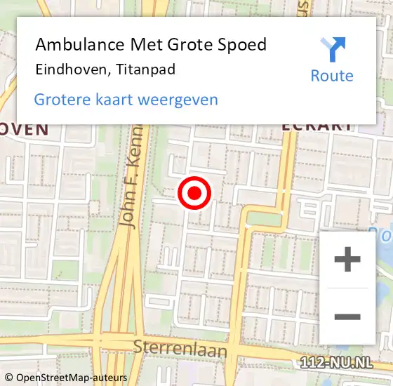 Locatie op kaart van de 112 melding: Ambulance Met Grote Spoed Naar Eindhoven, Titanpad op 1 mei 2017 18:56