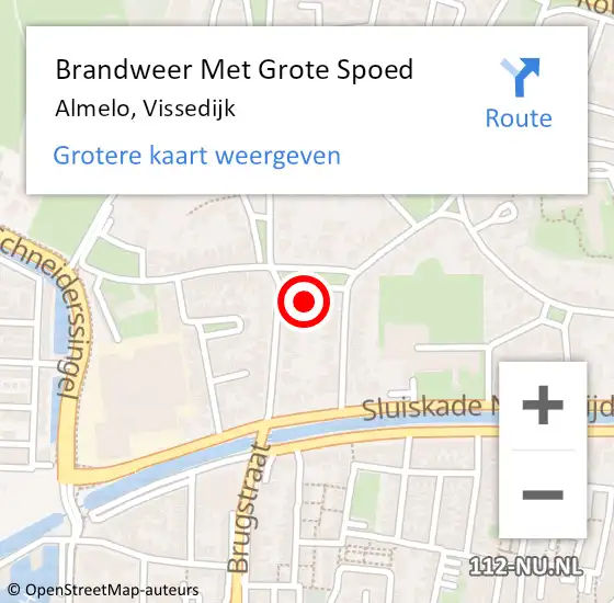 Locatie op kaart van de 112 melding: Brandweer Met Grote Spoed Naar Almelo, Vissedijk op 1 mei 2017 19:09