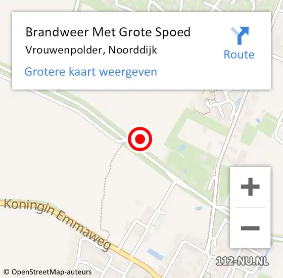 Locatie op kaart van de 112 melding: Brandweer Met Grote Spoed Naar Vrouwenpolder, Noorddijk op 1 mei 2017 19:26