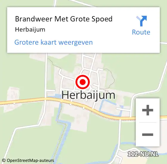 Locatie op kaart van de 112 melding: Brandweer Met Grote Spoed Naar Herbaijum op 1 mei 2017 20:45