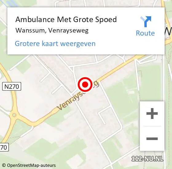 Locatie op kaart van de 112 melding: Ambulance Met Grote Spoed Naar Wanssum, Venrayseweg op 1 mei 2017 20:56