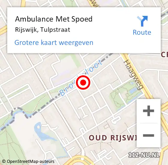 Locatie op kaart van de 112 melding: Ambulance Met Spoed Naar Rijswijk, Tulpstraat op 1 mei 2017 20:58