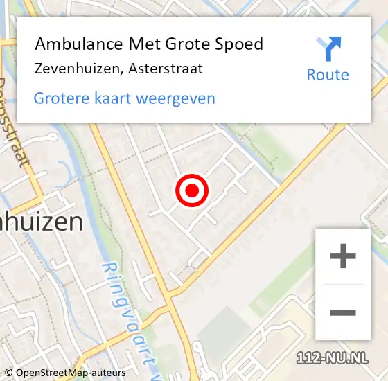 Locatie op kaart van de 112 melding: Ambulance Met Grote Spoed Naar Zevenhuizen, Asterstraat op 1 mei 2017 21:02