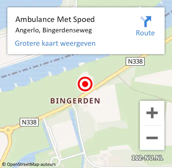 Locatie op kaart van de 112 melding: Ambulance Met Spoed Naar Angerlo, Bingerdenseweg op 1 mei 2017 21:14