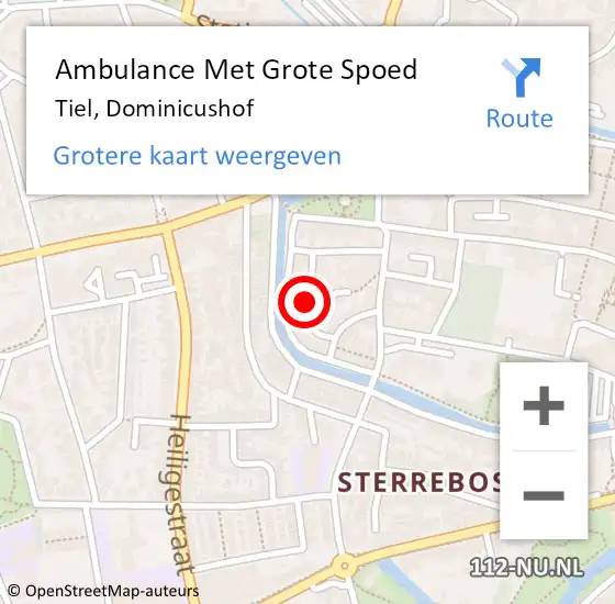 Locatie op kaart van de 112 melding: Ambulance Met Grote Spoed Naar Tiel, Dominicushof op 1 mei 2017 21:33