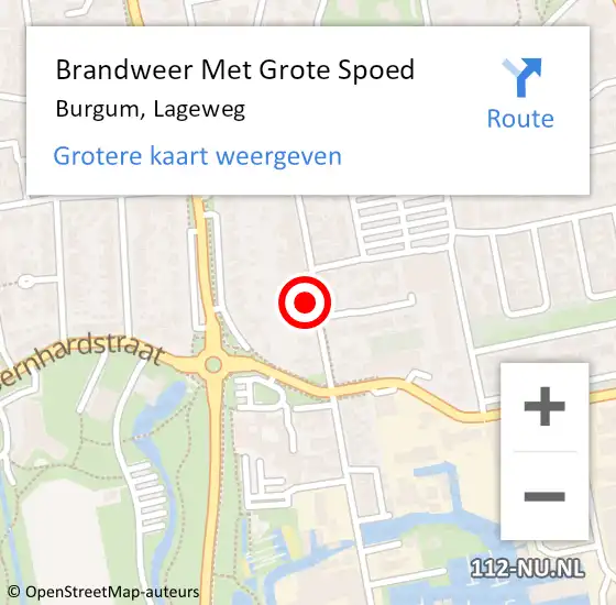 Locatie op kaart van de 112 melding: Brandweer Met Grote Spoed Naar Burgum, Lageweg op 1 mei 2017 21:36