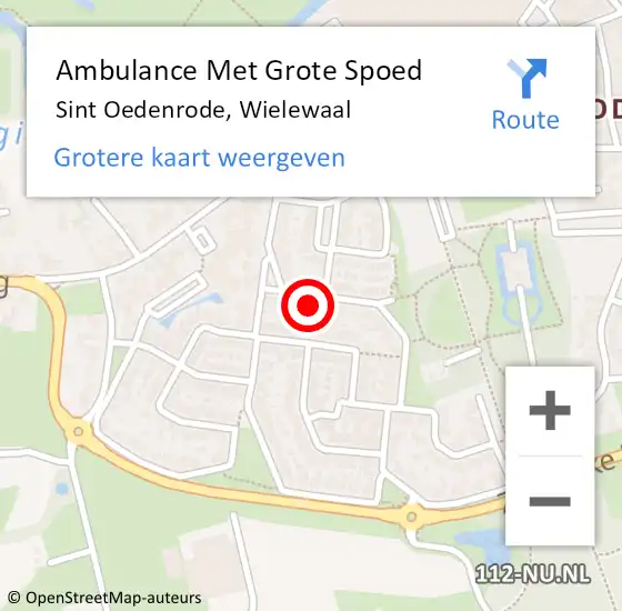 Locatie op kaart van de 112 melding: Ambulance Met Grote Spoed Naar Sint Oedenrode, Wielewaal op 1 mei 2017 22:17