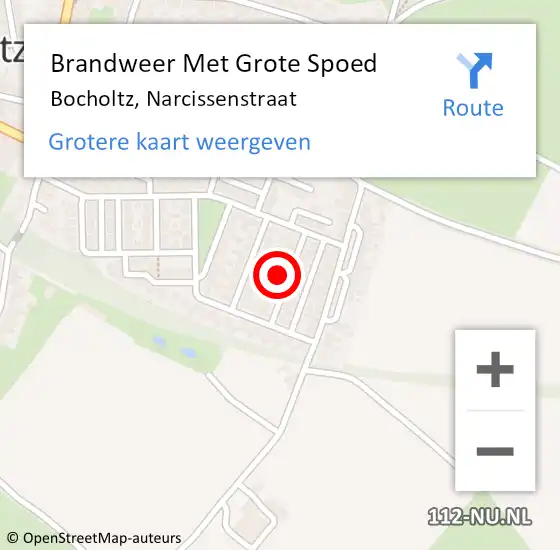 Locatie op kaart van de 112 melding: Brandweer Met Grote Spoed Naar Bocholtz, Narcissenstraat op 1 mei 2017 22:34