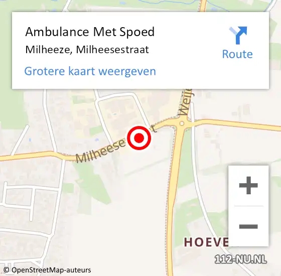 Locatie op kaart van de 112 melding: Ambulance Met Spoed Naar Milheeze, Milheesestraat op 1 mei 2017 23:17