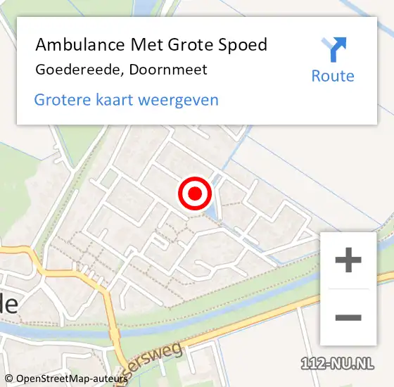 Locatie op kaart van de 112 melding: Ambulance Met Grote Spoed Naar Goedereede, Doornmeet op 1 mei 2017 23:30