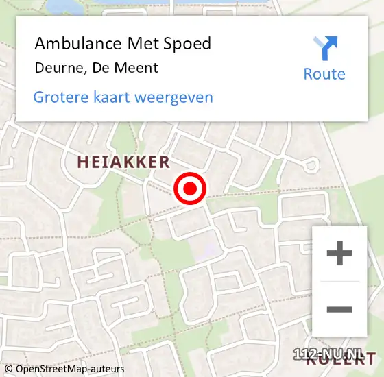 Locatie op kaart van de 112 melding: Ambulance Met Spoed Naar Deurne, De Meent op 2 mei 2017 00:52