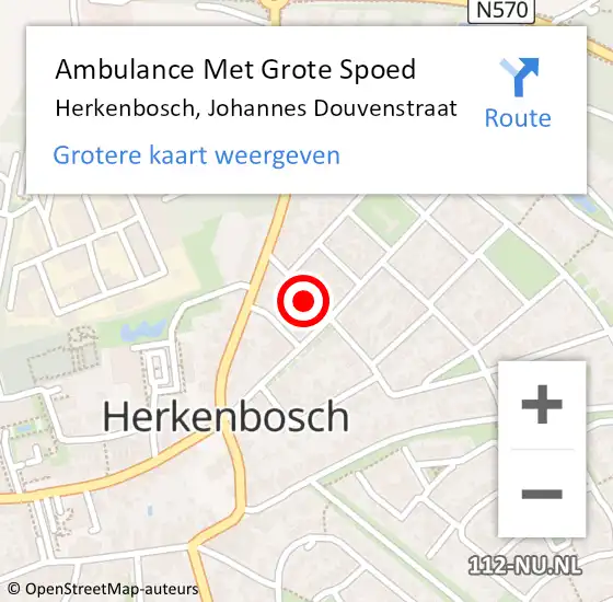 Locatie op kaart van de 112 melding: Ambulance Met Grote Spoed Naar Herkenbosch, Johannes Douvenstraat op 2 mei 2017 01:01