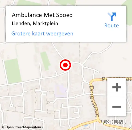 Locatie op kaart van de 112 melding: Ambulance Met Spoed Naar Lienden, Marktplein op 2 mei 2017 01:45