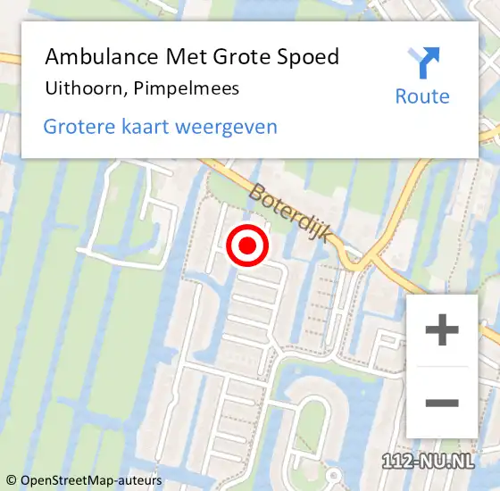 Locatie op kaart van de 112 melding: Ambulance Met Grote Spoed Naar Uithoorn, Pimpelmees op 2 mei 2017 03:03